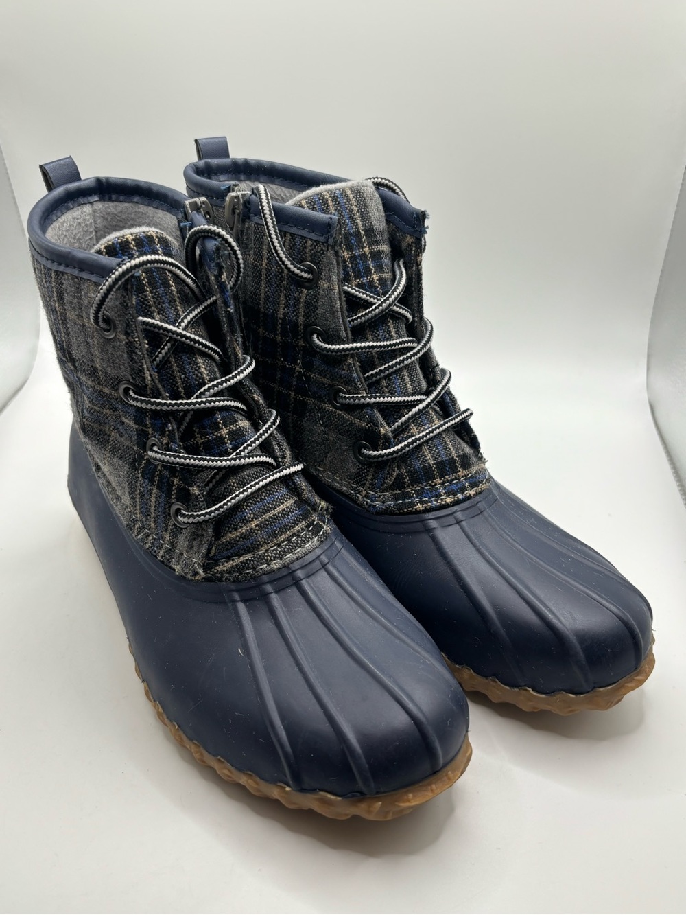 Portland Women Duck Boots Size 6M Blue Plaid Clean Good Condition